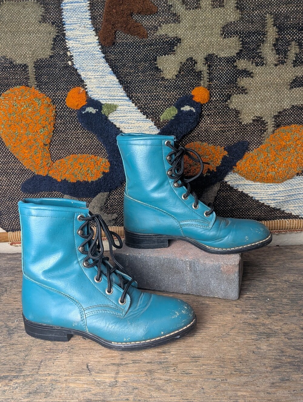 Kids Vintage Teal Roper Style Riding Boots
